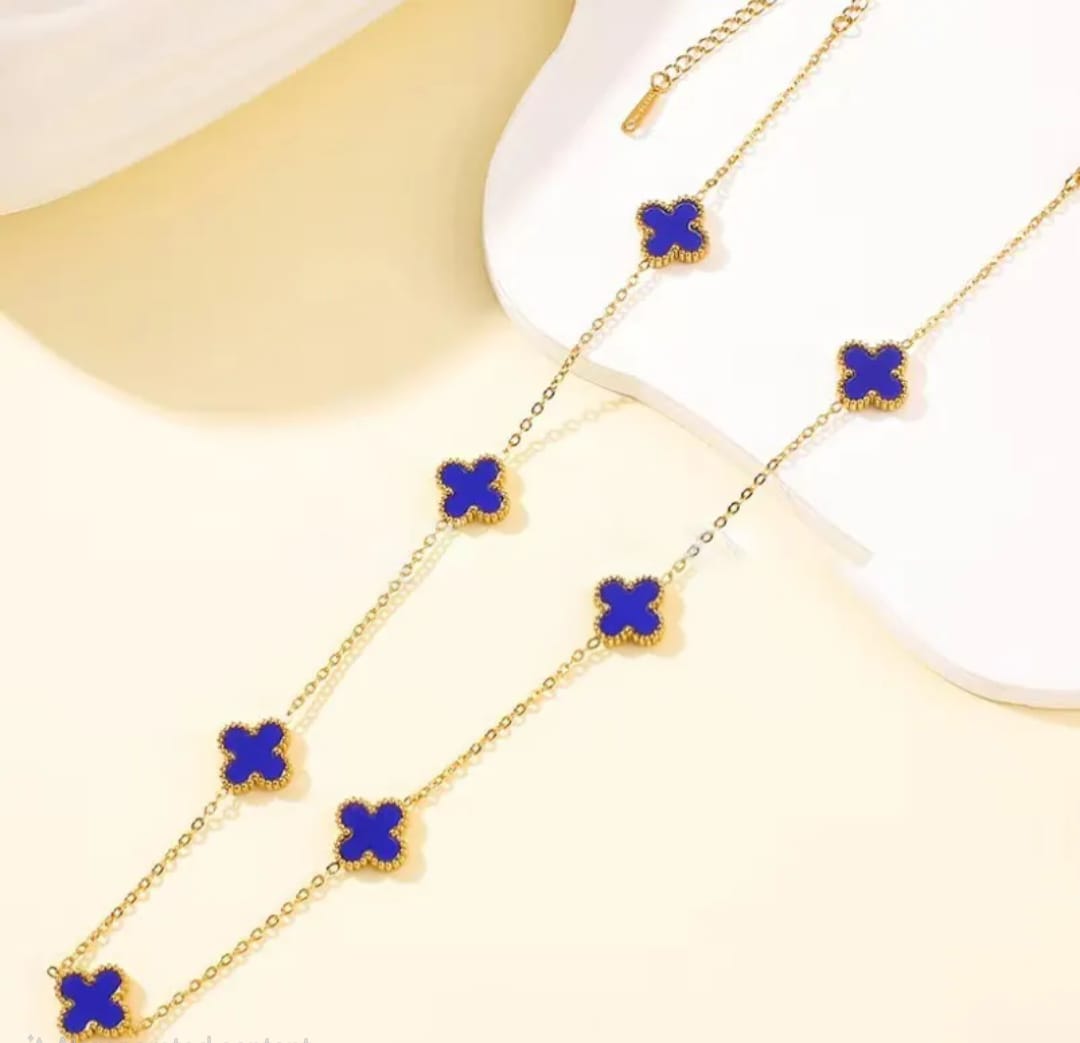Dainty Gold Clover Pendant Necklace - Purple