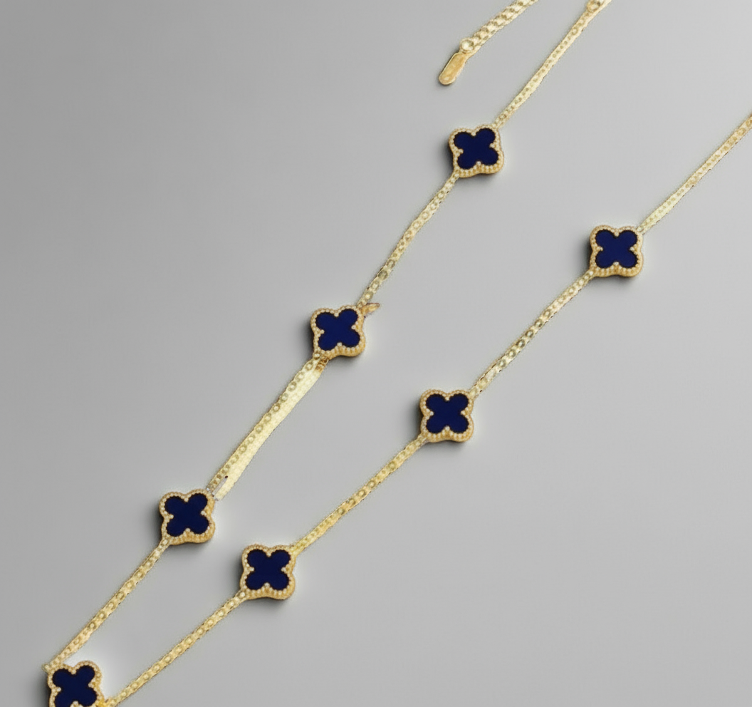 Dainty Gold Clover Pendant Necklace - Purple