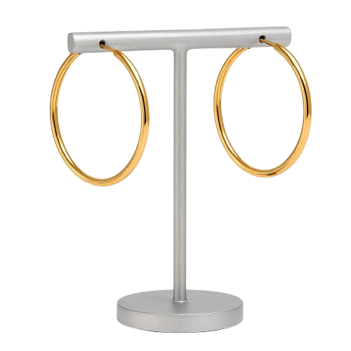 Gold Round Hoop Earrings - Large