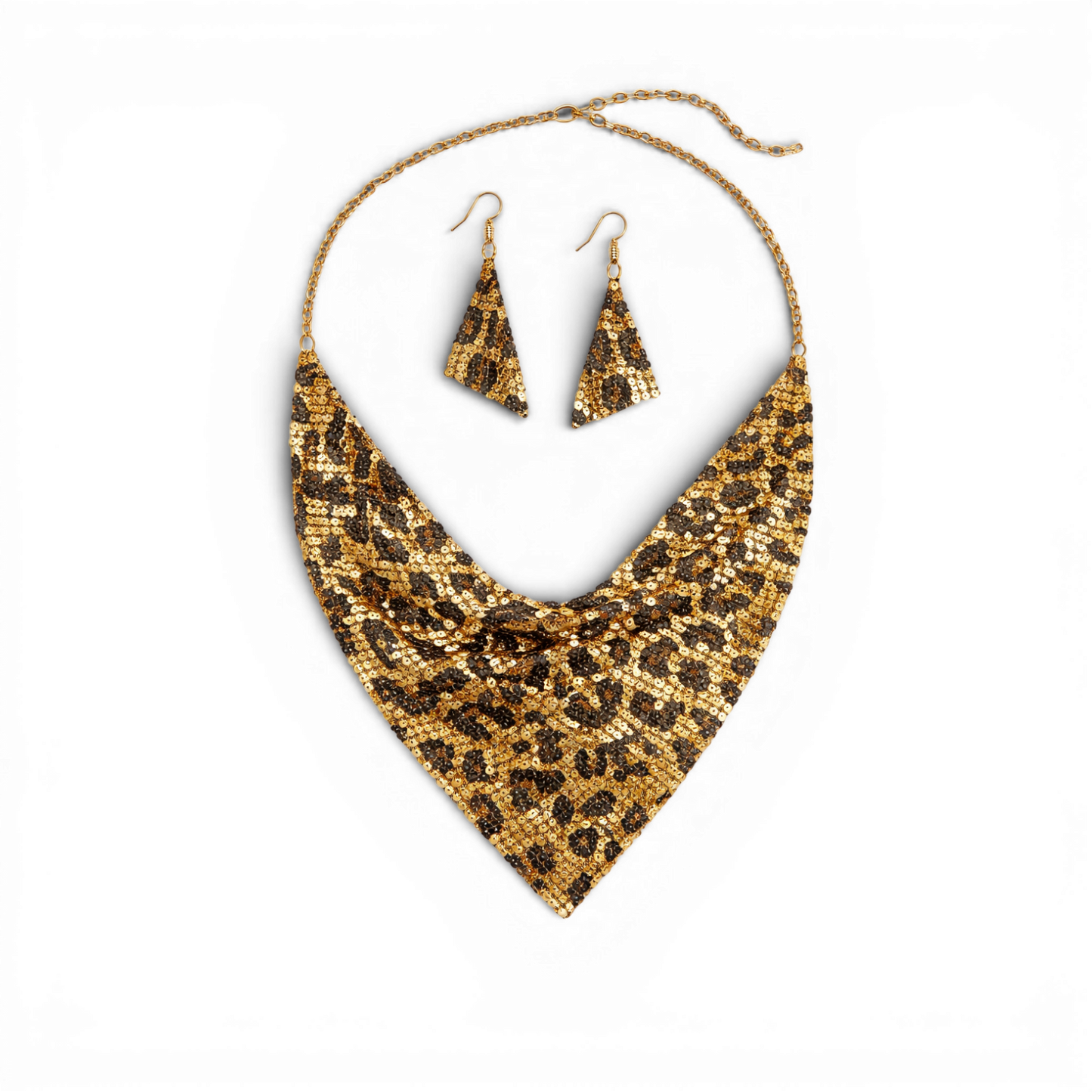 Leopard Sequin Statement Necklace - Set Of 2