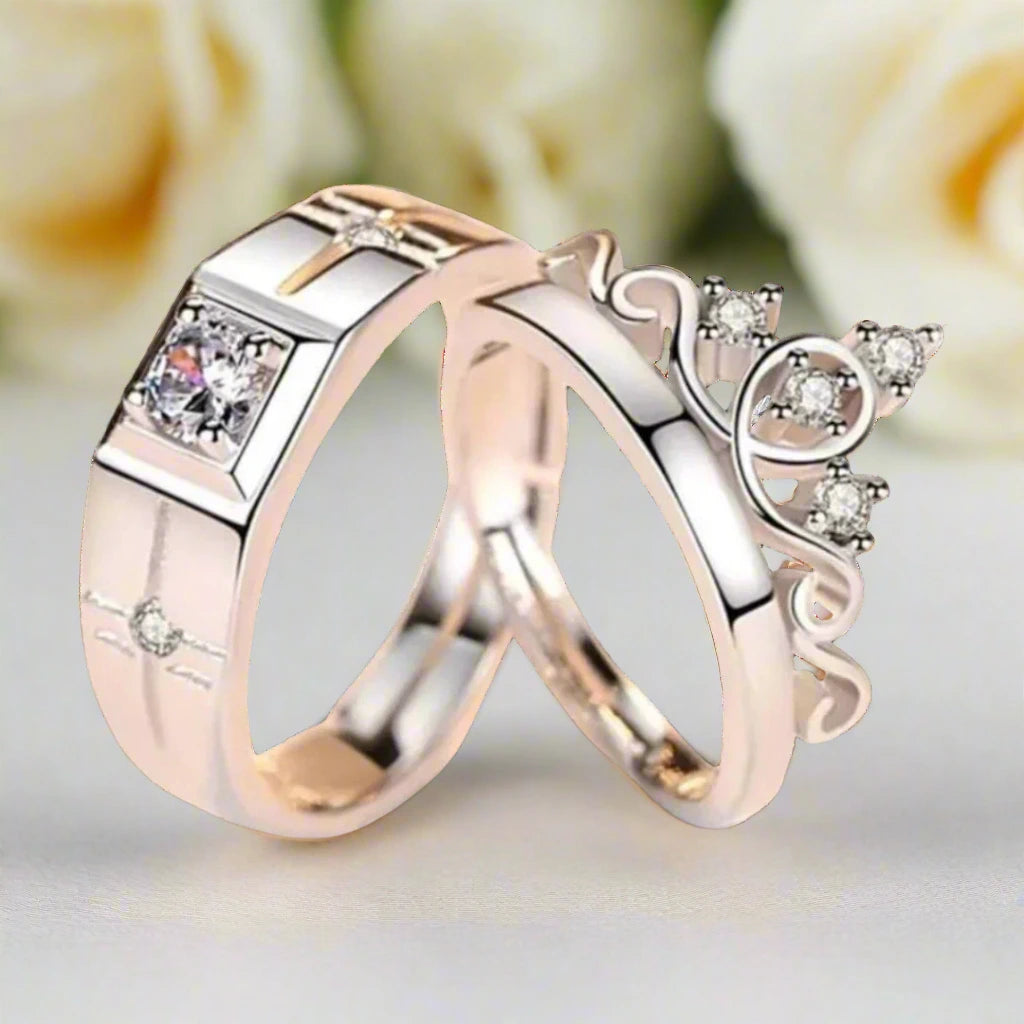 Crystal Crown Couple Rings