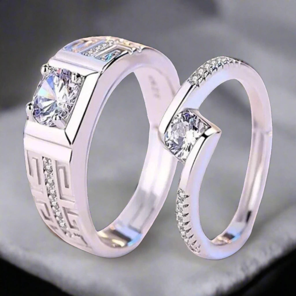Fashion Diamond Square Couple Rings