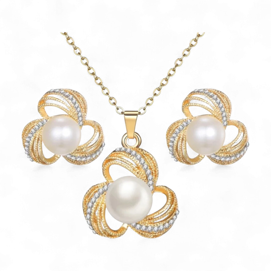 Flower Crystal Pearl Set
