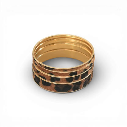 Leopard Wrap Bangle - Set Of 4