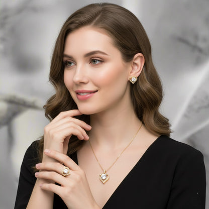 18K Gold-Plated Heart Crystal Set – Model 2