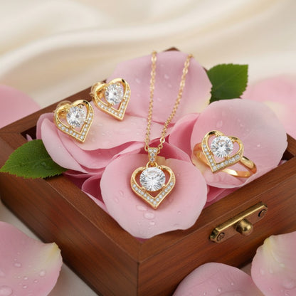 18K Gold-Plated Heart Crystal Set – Model 2