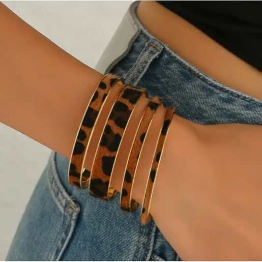 Leopard Wrap Bangle - Set Of 4