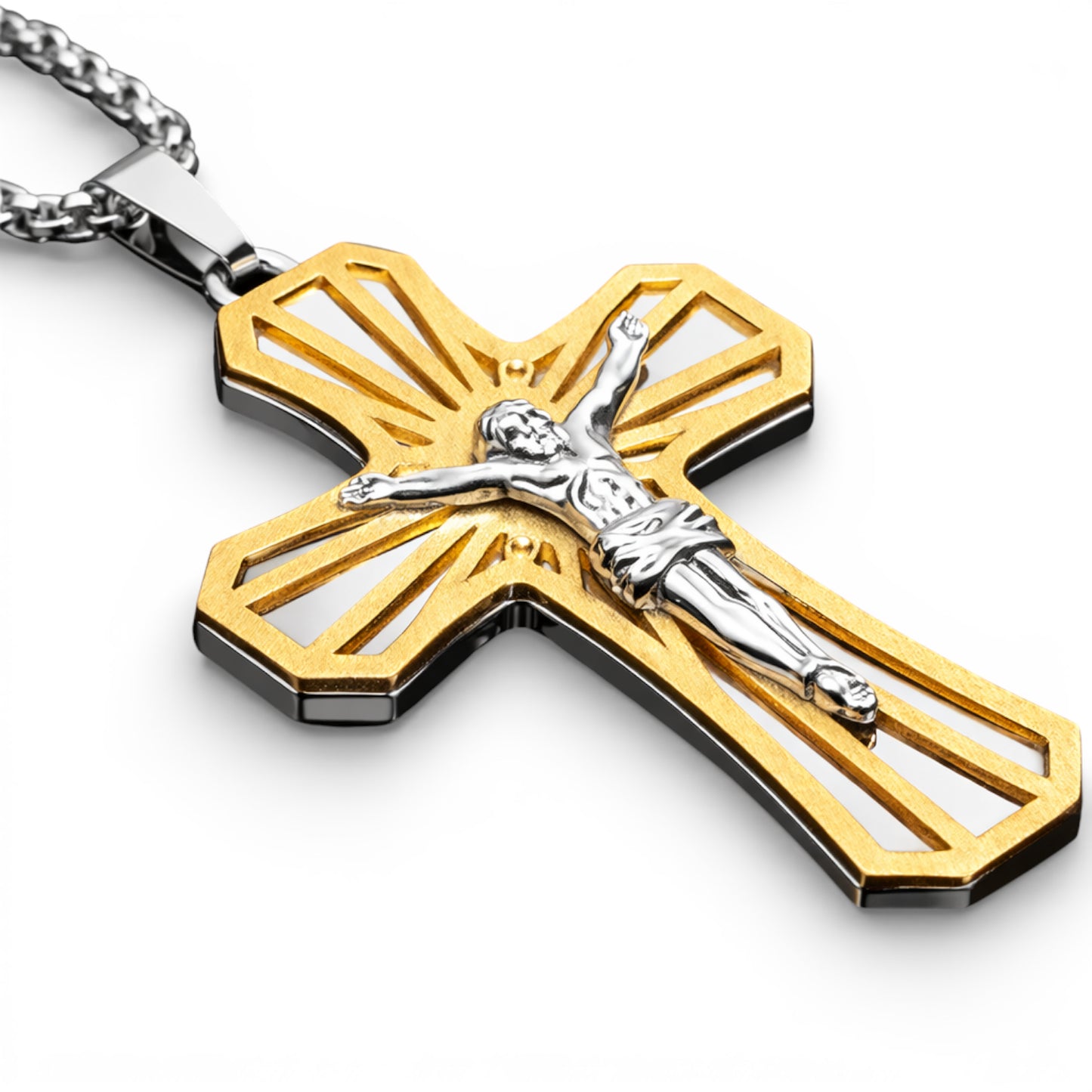 Two-Tone Crucifix Pendant