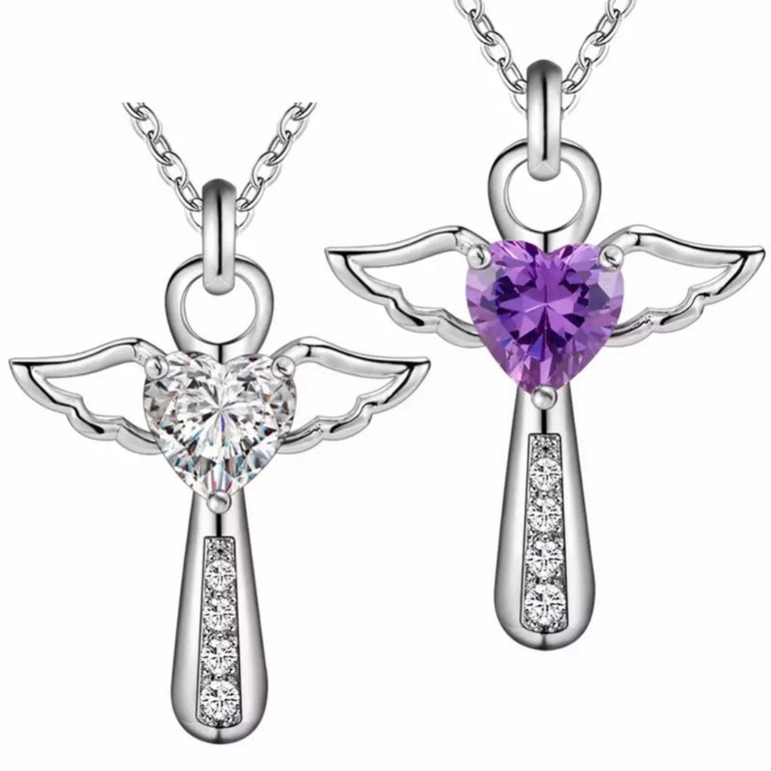 Angelic Cross Heart Stone Necklace - 2 Colors