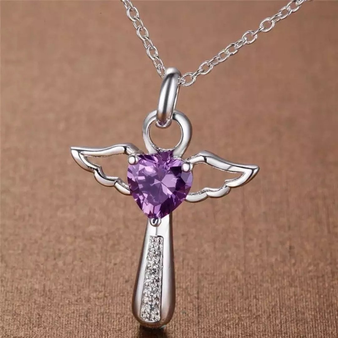 Angelic Cross Heart Stone Necklace - 2 Colors