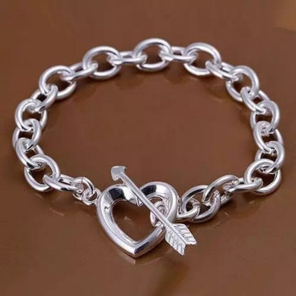 Arrow Heart Sterling Silver Bracelet