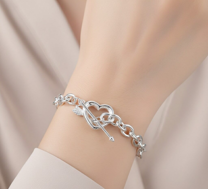 Arrow Heart Sterling Silver Bracelet