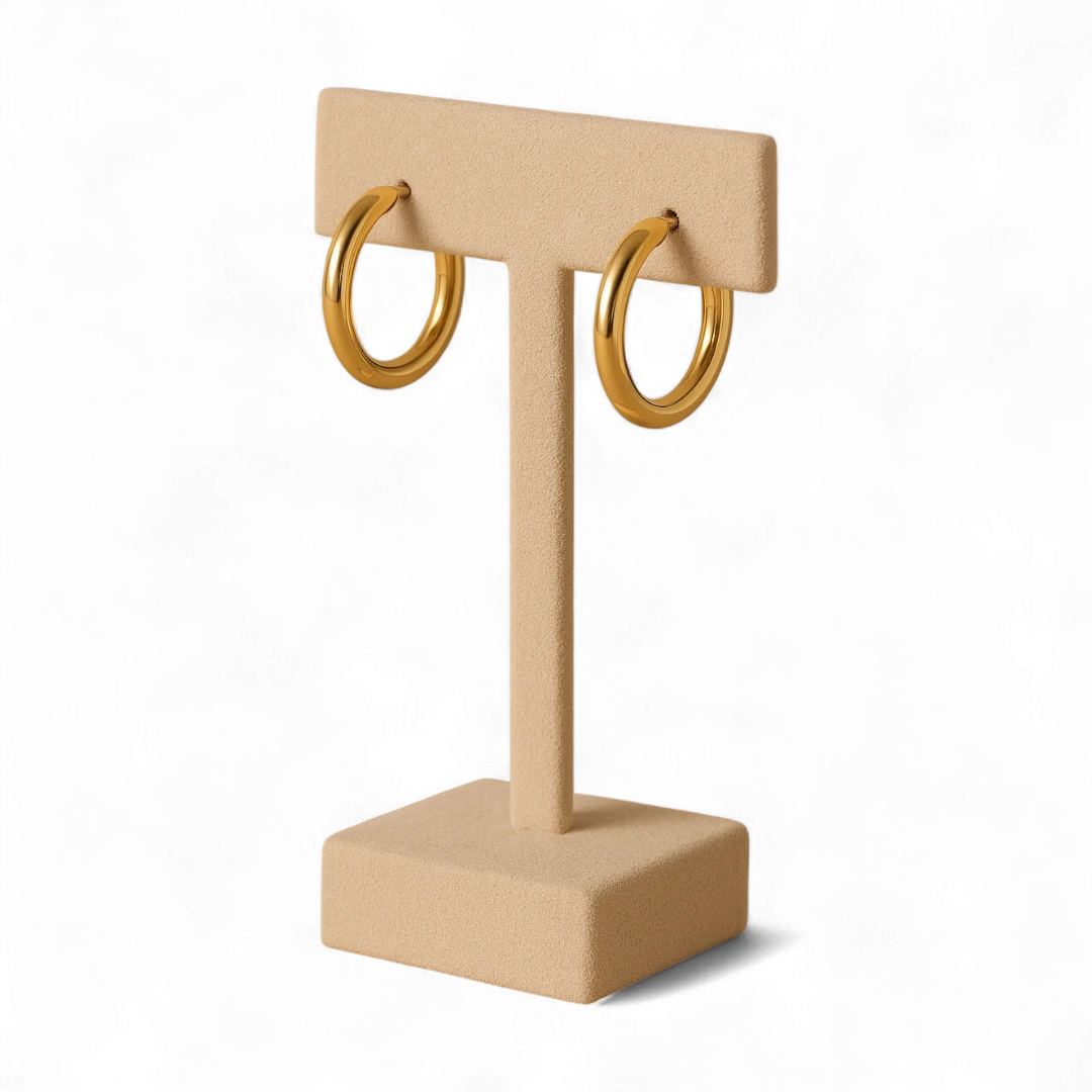 Gold Round Hoop Earrings - Small