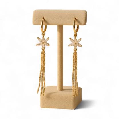 Gold Star Tassel Drop Earrings