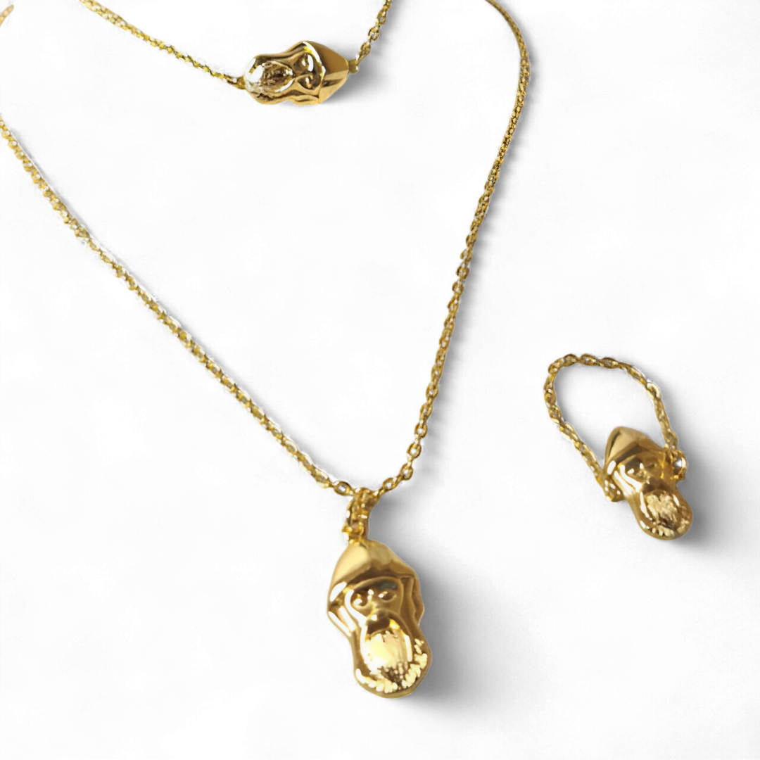 Saint Charbel Golden Religious Jewelry Set