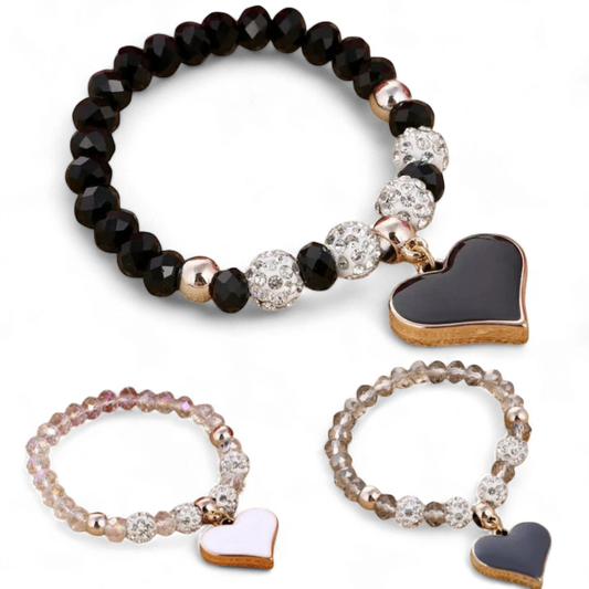 Crystal Charm Love Bracelet - 3 Colors