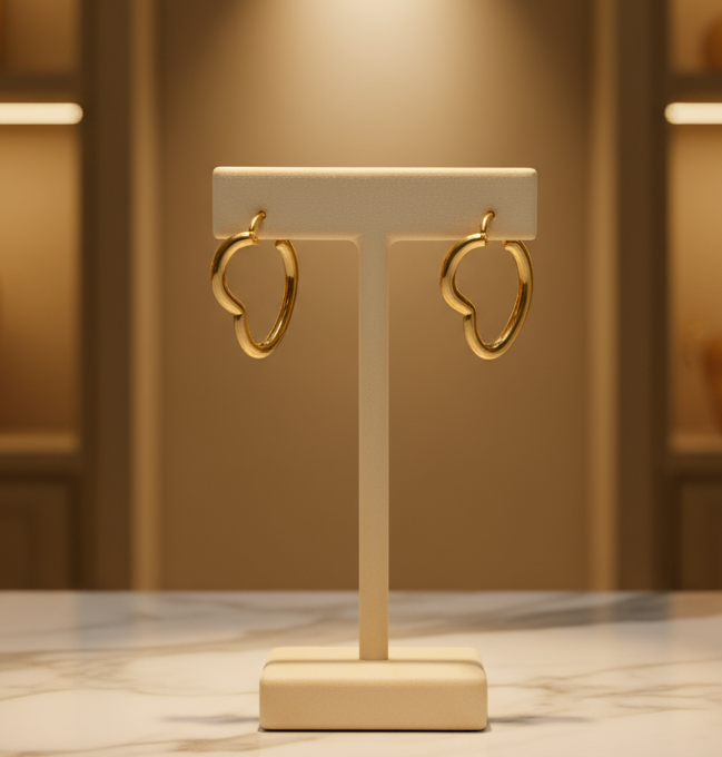 Gold Heart Hoop Earrings