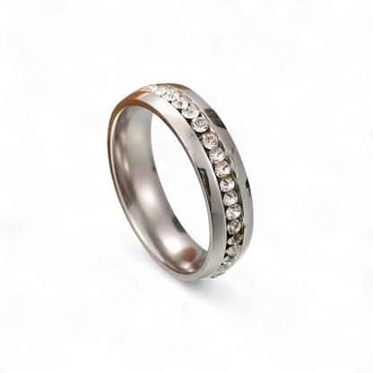 Shiny Crystal Stainless Steel Ring