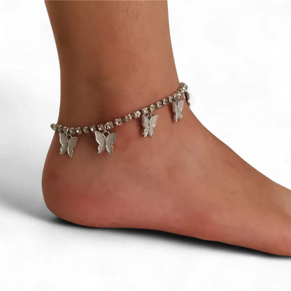 Rhinestone Crystal Butterfly Anklet