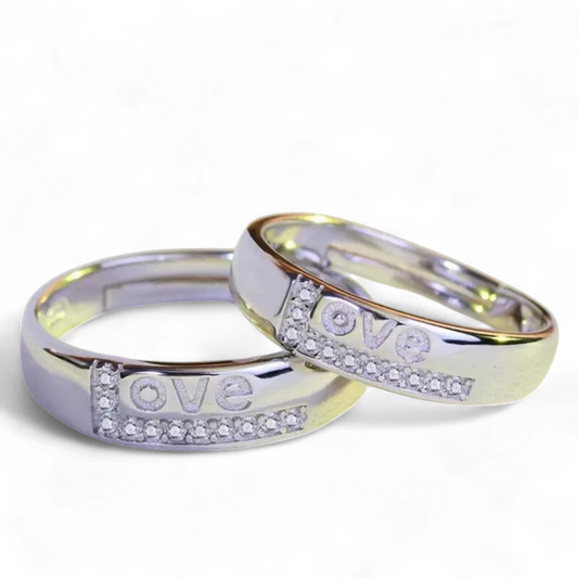 Rhinestones Love Couple Rings