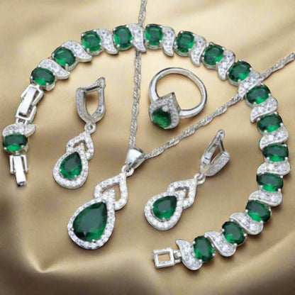 Shiny Drop Stone Jewelry Set