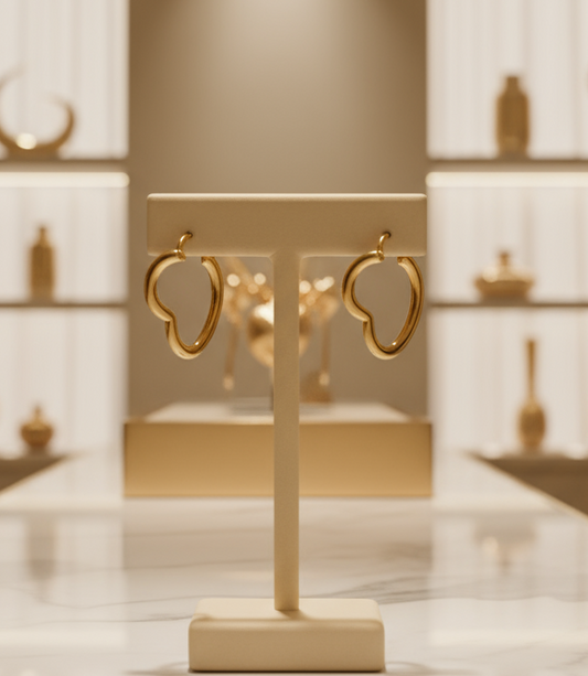 Gold Heart Hoop Earrings