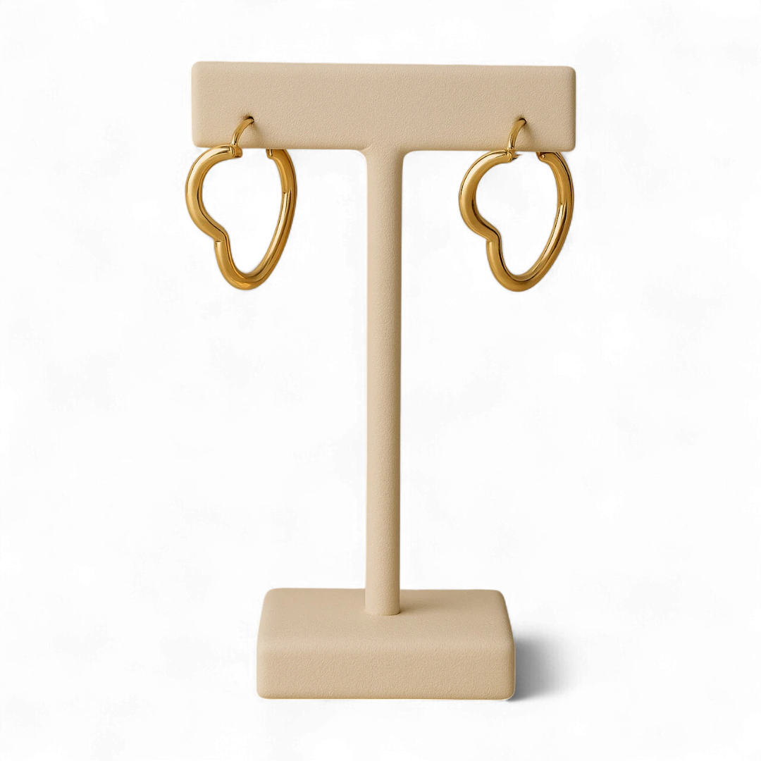 Gold Heart Hoop Earrings