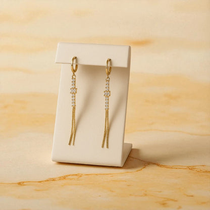 Gold Stone Tassel Drop Earrings