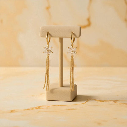 Gold Star Tassel Drop Earrings