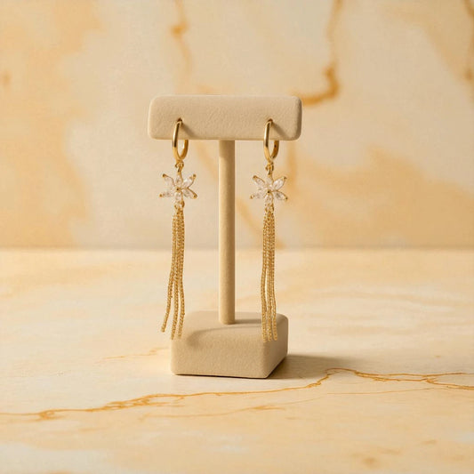 Gold Star Tassel Drop Earrings