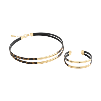 Dual-Bar Choker & Bracelet Set - Set Of 2