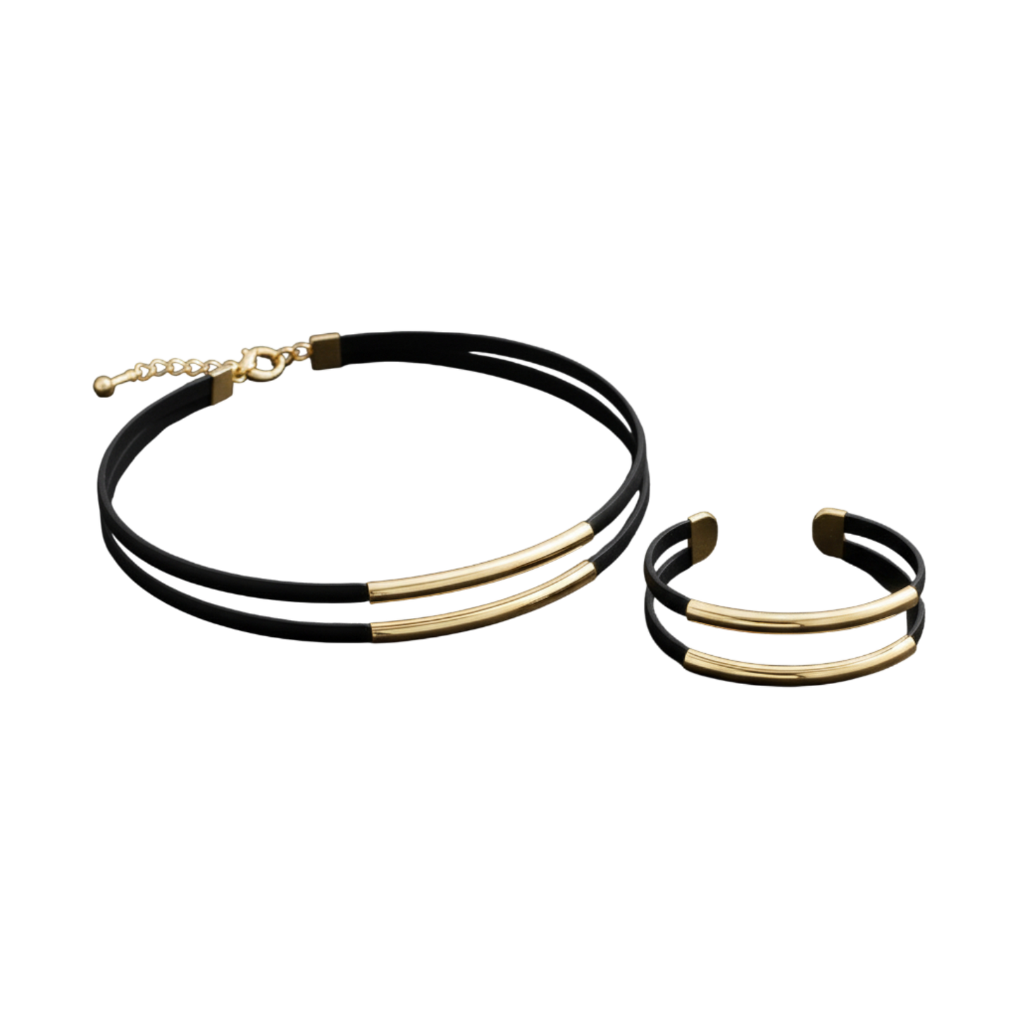 Dual-Bar Choker & Bracelet Set - Set Of 2
