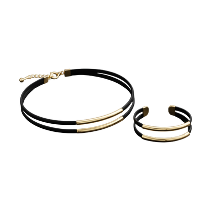 Dual-Bar Choker & Bracelet Set - Set Of 2