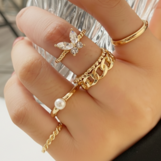 Golden Elegance Ring Set
