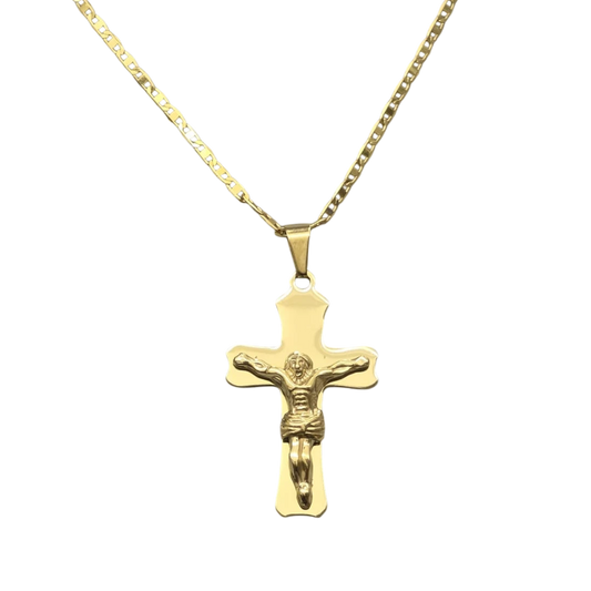 Gold Crucifix Cross Pendant Necklace
