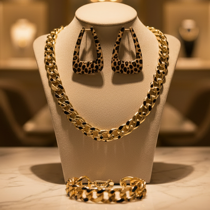 Leopard Statement Jewellery Set - Set Of 3