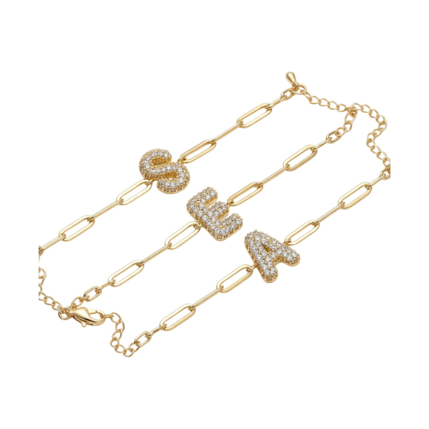 Crystal Initial Gold Bracelet