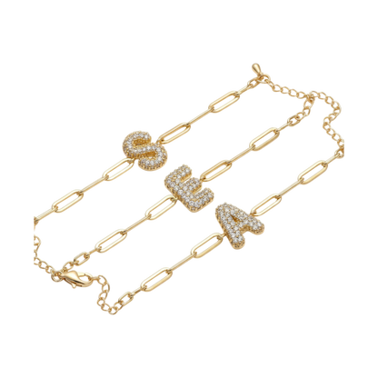 Crystal Initial Gold Bracelet