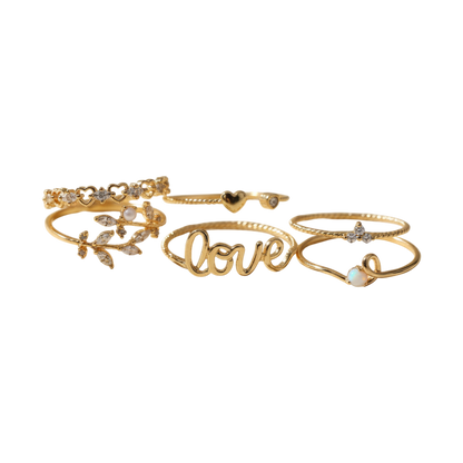 Golden Love & Charm Ring Set