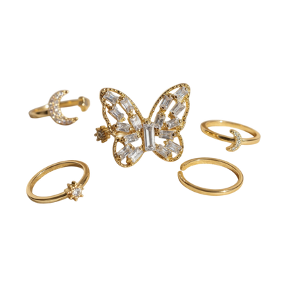 Golden Butterfly & Celestial Ring Set