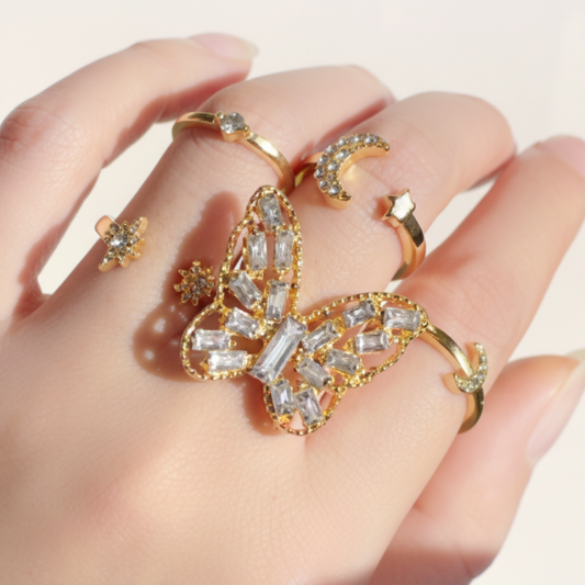 Golden Butterfly & Celestial Ring Set