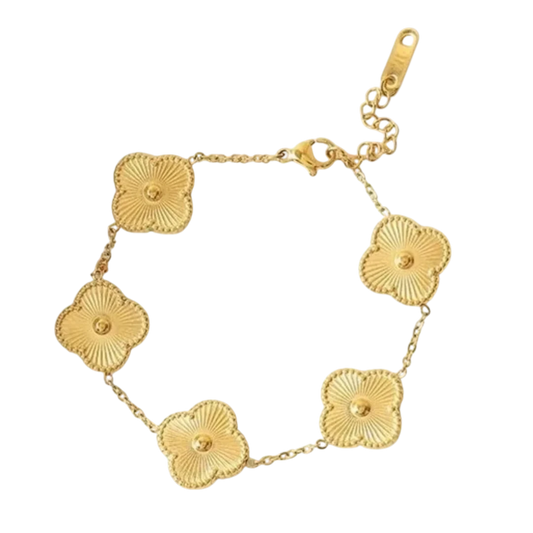 Luxury Vintage Alhambra Style Bracelet in Gold Tone
