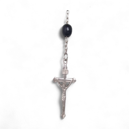 Black Wood Rosary Necklace