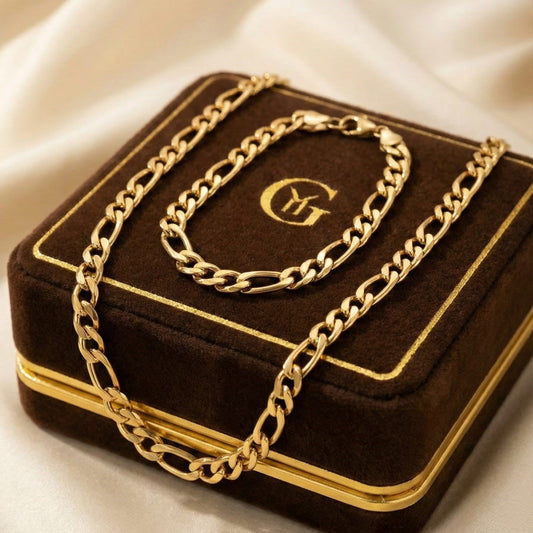Classic Gold Figaro Chain Set