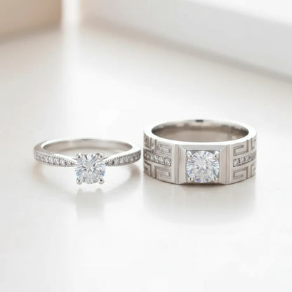Classy Zircon Couple Rings