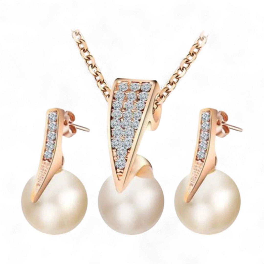 Elegant Crystal Pearl Set
