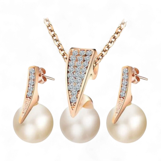 Elegant Crystal Pearl Set