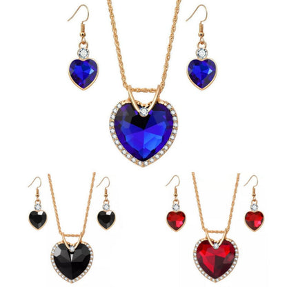 Crystal Heart Rhinestones Jewelry Set