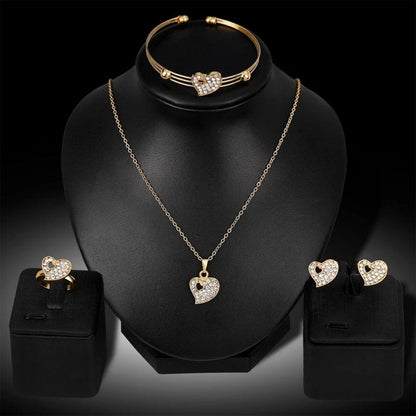 Crystal Hollow Heart Jewelry Set