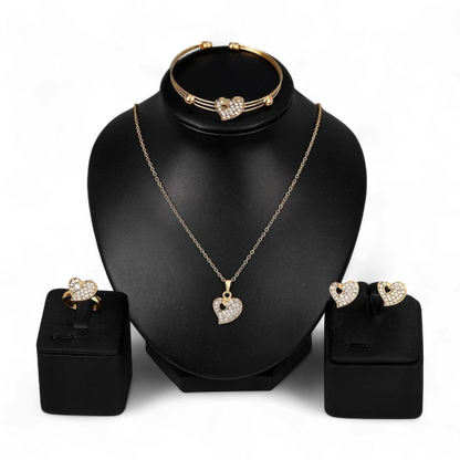 Crystal Hollow Heart Jewelry Set
